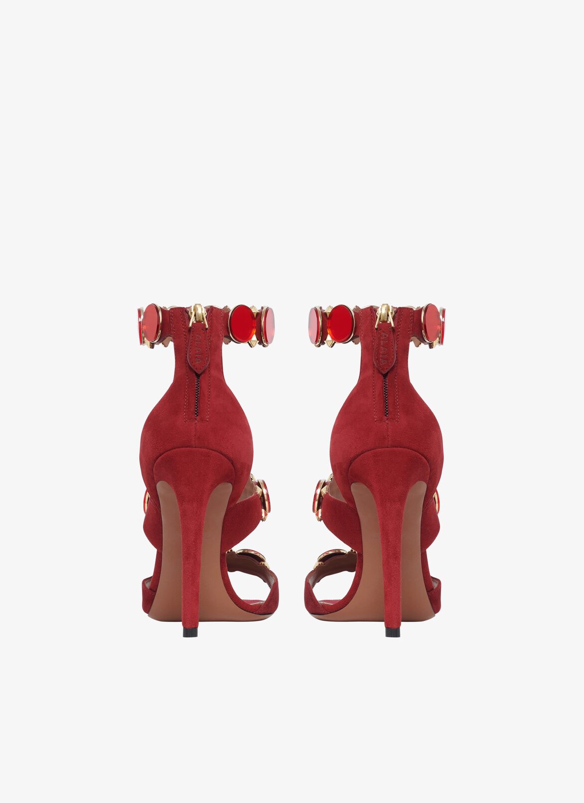 Bombe sandals in suede goatskin ALAÏA RED BOMBE SANDALS IN SUEDE GOATSKIN